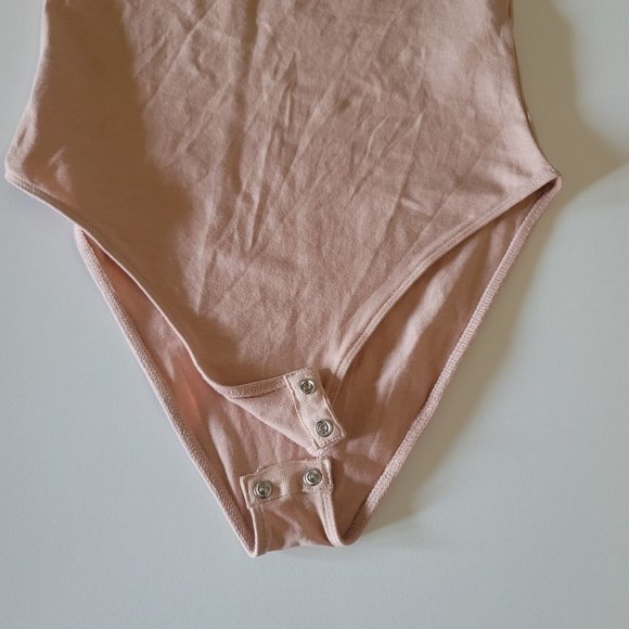 Zara Bodysuit Small Beige Pink Tank Style Snap Closure One Piece - Picture 3 of 3